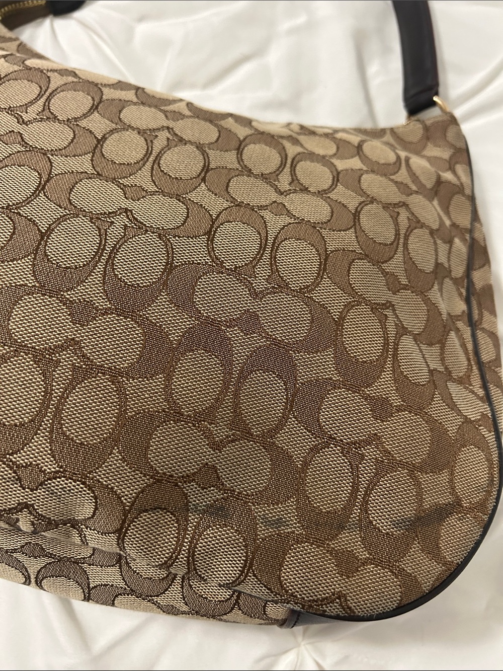 Coach Brown Signature Jacquard Hobo with Dark Brown Leather Trim - Picture 5 of 7
